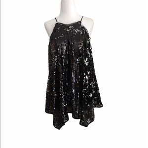 New Milly sequin gathered tank handkerchief hem